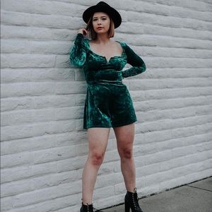 50% off through Friday! UO Green Velvet Romper
